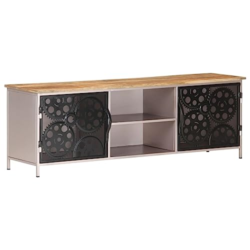 Qnhdfrt TV Schrank Sideboard Lowboard 120x30x40 cm Raues Mangoholz Mit Fahrradketten Design Keine Montage Für Wohnzimmer von Qnhdfrt