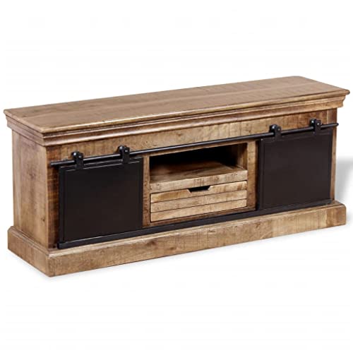 Qnhdfrt TV Schrank Sideboard Lowboard Massivholz Mango mit Schiebetüren Industrie-Stil 110x30x45 cm für Wohnzimmer Schlafzimmer Qnhdfrt TV Schrank Sideboard Lowboard Massivholz Mango mit Schiebetüren Industrie-Stil 110x30x45 cm für Wohnzimmer Schlafzimmer von Qnhdfrt