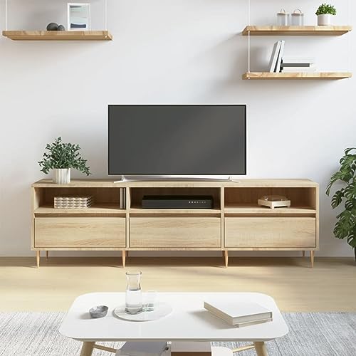 Qnhdfrt TV-Schrank Sideboard Lowboard Sonoma-Eiche 150x30x44.5 cm mit 6 Fächern aus Holzwerkstoff und Eisenbeinen für Wohnzimmer Schlafzimmer Qnhdfrt TV-Schrank Sideboard Lowboard Sonoma-Eiche 150x30x44.5 cm mit 6 Fächern aus Holzwerkstoff und Eisenbeinen für Wohnzimmer Schlafzimmer von Qnhdfrt