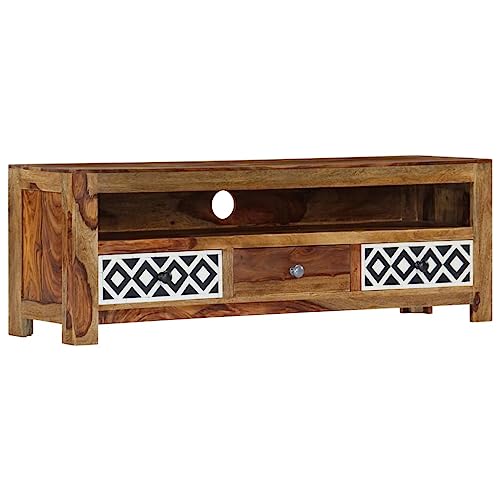 Qnhdfrt TV-Schrank Sideboard Massivholz Akazie Vintage Stil Natur/Weiß 120x30x40 cm mit 3 Schubladen und offenem Fach für Wohnzimmer Qnhdfrt TV-Schrank Sideboard Massivholz Akazie Vintage Stil Natur/Weiß 120x30x40 cm mit 3 Schubladen und offenem Fach für Wohnzimmer von Qnhdfrt
