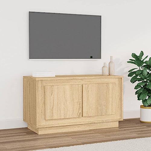 Qnhdfrt TV-Schrank Sonoma-Eiche 80x35x45 cm Holzwerkstoff mit Stauraum und Türen für Wohnzimmer von Qnhdfrt