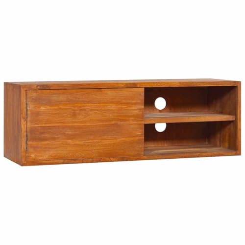 Qnhdfrt TV-Schrank Teak Massivholz 90x30x30 cm Wandmontage Lowboard mit Stauraum für Wohnzimmer von Qnhdfrt
