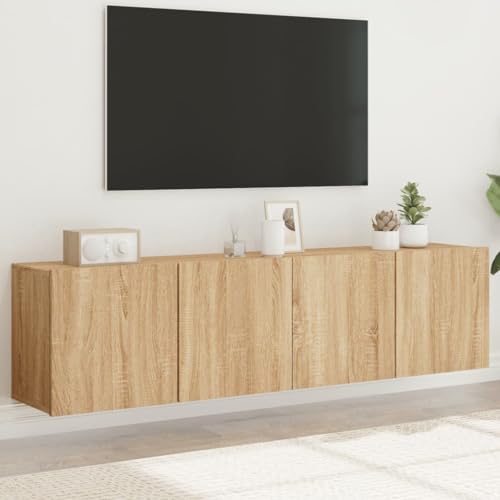 Qnhdfrt TV Schrank Wandmontage 2 Stück Sonoma-Eiche 80x30x41 cm Holzwerkstoff Moderner Stauraum für Wohnzimmer von Qnhdfrt