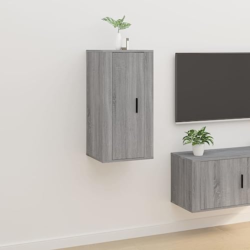Qnhdfrt TV Schrank Wandmontage Grau Sonoma Holzwerkstoff 40x34,5x80 cm mit 3 Fächern für Wohnzimmer von Qnhdfrt