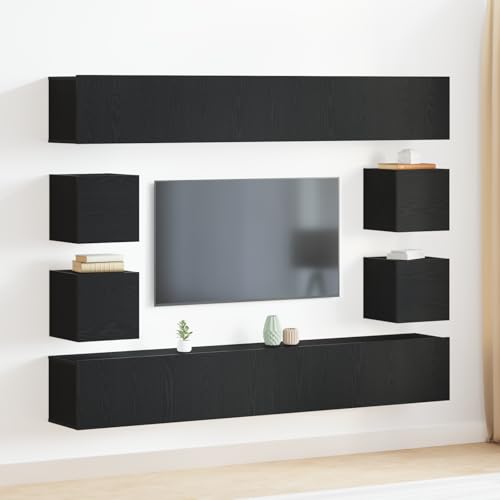 Qnhdfrt TV Schrank Wandmontiert Set 6-teilig Schwarz Eiche Wohnzimmer Sideboard Lowboard mit 5 Schränken Moderner Stauraum Qnhdfrt TV Schrank Wandmontiert Set 6-teilig Schwarz Eiche Wohnzimmer Sideboard Lowboard mit 5 Schränken Moderner Stauraum von Qnhdfrt