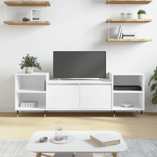 Qnhdfrt TV-Schrank Weiß 160x35x55 cm Holzwerkstoff Modernes Design mit 6 Fächern und robuster Oberplatte für Wohnzimmer von Qnhdfrt