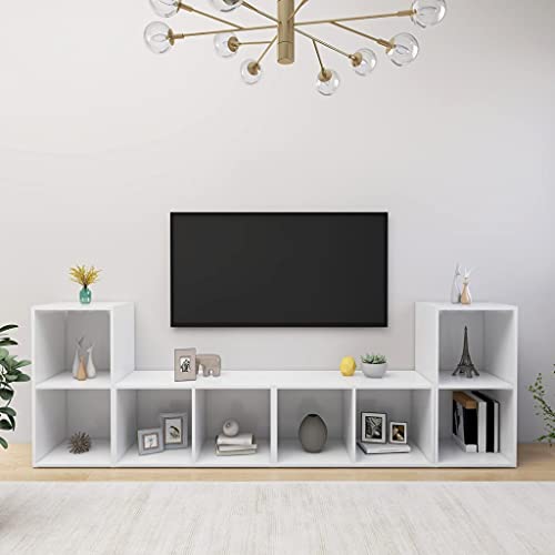 Qnhdfrt TV-Schrank Weiß 4 Stück 72x35x36,5 cm Holzwerkstoff mit Stauraum und Flexibler Aufstellung für Wohnzimmer von Qnhdfrt