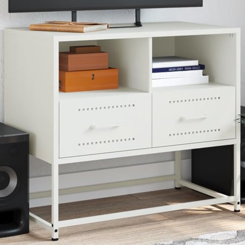 Qnhdfrt TV-Schrank Weiß Stahl Industrie-Stil 68x39x60,5 cm mit 2 Fächern 2 Schubladen Sideboard für Wohnzimmer Schlafzimmer Qnhdfrt TV-Schrank Weiß Stahl Industrie-Stil 68x39x60,5 cm mit 2 Fächern 2 Schubladen Sideboard für Wohnzimmer Schlafzimmer von Qnhdfrt
