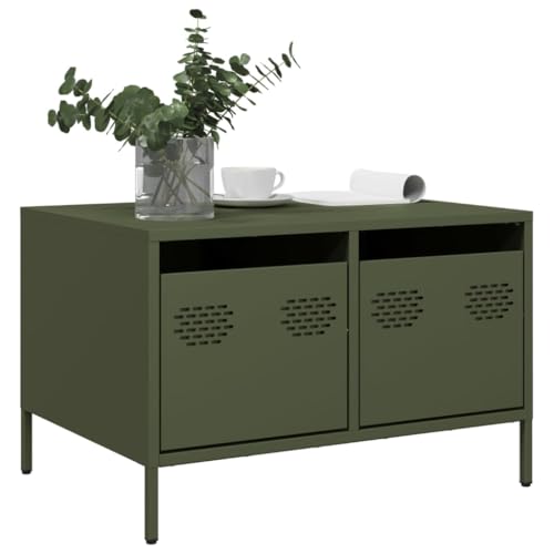 Qnhdfrt TV-Schrank aus Kaltgewalztem Stahl Olivgrün 68x50x43,5 cm mit 2 Schubladen verstellbaren Stellfüßen für Wohnzimmer Schlafzimmer Industrie-Design Lowboard Qnhdfrt TV-Schrank aus Kaltgewalztem Stahl Olivgrün 68x50x43,5 cm mit 2 Schubladen verstellbaren Stellfüßen für Wohnzimmer Schlafzimmer Industrie-Design Lowboard von Qnhdfrt