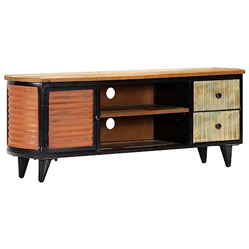 Qnhdfrt TV-Schrank aus Massiv Altholz 120x30x45 cm mit 2 Schubladen Vintage Industrie-Stil für Wohnzimmer TV Board Fernsehschrank Qnhdfrt TV-Schrank aus Massiv Altholz 120x30x45 cm mit 2 Schubladen Vintage Industrie-Stil für Wohnzimmer TV Board Fernsehschrank von Qnhdfrt
