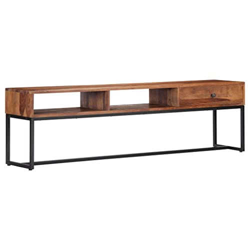 Qnhdfrt TV Schrank aus Massivholz Akazie Vintage Stil Lowboard mit Schublade und Fächern 160x30x45 cm Natur und Schwarz für Wohnzimmer Qnhdfrt TV Schrank aus Massivholz Akazie Vintage Stil Lowboard mit Schublade und Fächern 160x30x45 cm Natur und Schwarz für Wohnzimmer von Qnhdfrt