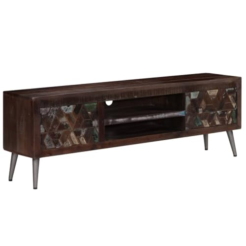 Qnhdfrt TV-Schrank aus Massivholz Altholz 140x30x45 cm mit Stahlbeinen Industriestil Lowboard Sideboard für Wohnzimmer Qnhdfrt TV-Schrank aus Massivholz Altholz 140x30x45 cm mit Stahlbeinen Industriestil Lowboard Sideboard für Wohnzimmer von Qnhdfrt