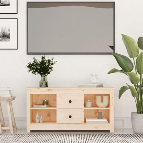 Qnhdfrt TV Schrank aus Massivholz Kiefer 103x36,5x52 cm mit 2 Schubladen 4 Fächern Stauraum Lowboard Fernseher Sideboard für Wohnzimmer Qnhdfrt TV Schrank aus Massivholz Kiefer 103x36,5x52 cm mit 2 Schubladen 4 Fächern Stauraum Lowboard Fernseher Sideboard für Wohnzimmer von Qnhdfrt