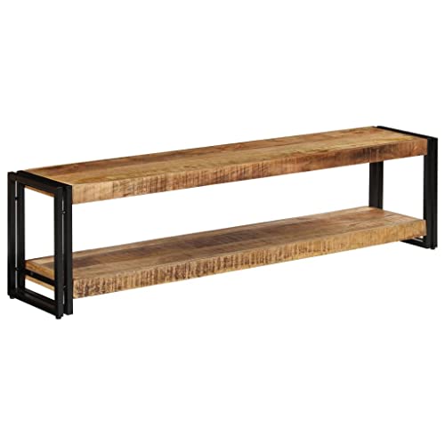 Qnhdfrt TV-Schrank aus Massivholz Mango Antik-Stil 150x30x40 cm mit Ablage und Industriellen Eisenbeinen für Wohnzimmer Flur Vintage Design von Qnhdfrt