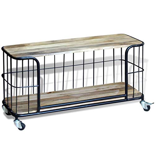 Qnhdfrt TV-Schrank aus Massivholz Mango mit 4 Rollen 100x40x45 cm Industrie-Stil Handgefertigt Robust für Wohnzimmer Schlafzimmer als Lowboard Sideboard Qnhdfrt TV-Schrank aus Massivholz Mango mit 4 Rollen 100x40x45 cm Industrie-Stil Handgefertigt Robust für Wohnzimmer Schlafzimmer als Lowboard Sideboard von Qnhdfrt