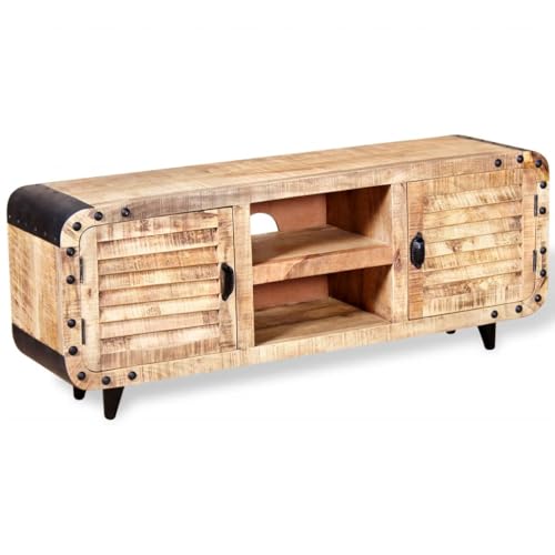 Qnhdfrt TV-Schrank aus rauem Mangoholz 120x30x50 cm Industrie-Stil mit Ablagen und Fächern Braun/Schwarz für Wohnzimmer Qnhdfrt TV-Schrank aus rauem Mangoholz 120x30x50 cm Industrie-Stil mit Ablagen und Fächern Braun/Schwarz für Wohnzimmer von Qnhdfrt