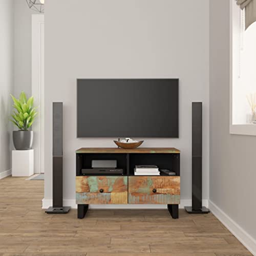 Qnhdfrt TV-Schrank aus recyceltem Massivholz im Industriedesign Lowboard mit Schubladen 70x33x46 cm fürs Wohnzimmer von Qnhdfrt