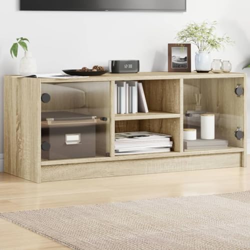 Qnhdfrt TV-Schrank mit Glastüren Sonoma-Eiche Lowboard 102x37x42 cm Elegantes Design Holzwerkstoff Stauraum für Wohnzimmer Fernseher Qnhdfrt TV-Schrank mit Glastüren Sonoma-Eiche Lowboard 102x37x42 cm Elegantes Design Holzwerkstoff Stauraum für Wohnzimmer Fernseher von Qnhdfrt