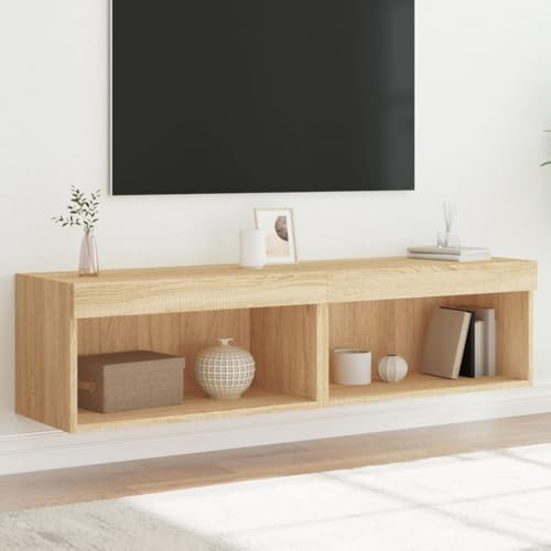 Qnhdfrt TV-Schrank mit LED Beleuchtung 2 Stück Sonoma-Eiche 60x30x30 cm Wandmontage TV Board Modernes Design für Wohnzimmer Qnhdfrt TV-Schrank mit LED Beleuchtung 2 Stück Sonoma-Eiche 60x30x30 cm Wandmontage TV Board Modernes Design für Wohnzimmer von Qnhdfrt