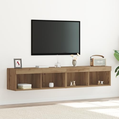 Qnhdfrt TV Schrank mit LED Beleuchtung Artisan Eiche Braun Modernes Lowboard für Wohnzimmer Integrierter Stauraum Rechteckig Qnhdfrt TV Schrank mit LED Beleuchtung Artisan Eiche Braun Modernes Lowboard für Wohnzimmer Integrierter Stauraum Rechteckig von Qnhdfrt