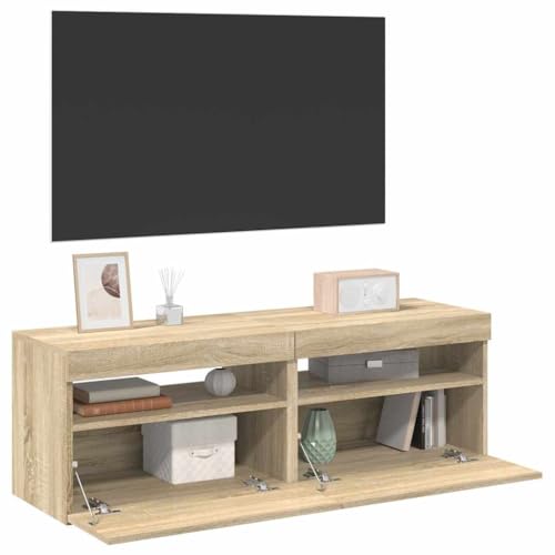 Qnhdfrt TV-Schrank mit LED-Beleuchtung Sonoma-Eiche Holzwerkstoff 60x35x40 cm 2 Stück Modernes Design für Wohnzimmer von Qnhdfrt