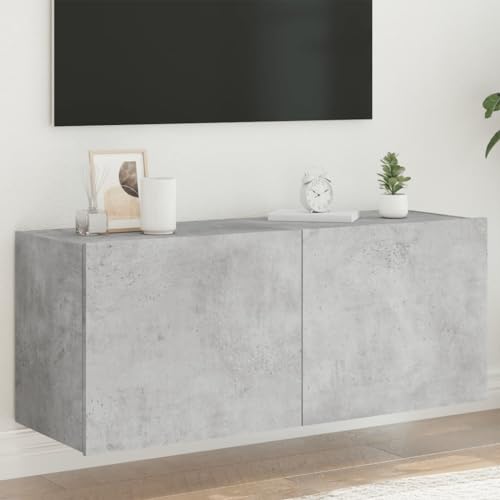 Qnhdfrt TV Schrank mit RGB LED Beleuchtung Betongrau 100x35x41 cm - Moderner TV Wandschrank aus Holzwerkstoff mit Stauraum für Wohnzimmer Qnhdfrt TV Schrank mit RGB LED Beleuchtung Betongrau 100x35x41 cm - Moderner TV Wandschrank aus Holzwerkstoff mit Stauraum für Wohnzimmer von Qnhdfrt
