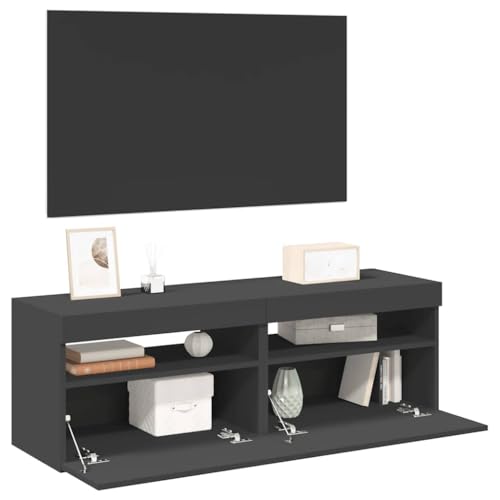 Qnhdfrt TV Schrank mit RGB LED Beleuchtung Grau 60x35x40cm 2 Stück Modernes Design für Wohnzimmer Unterhaltungselektronik Qnhdfrt TV Schrank mit RGB LED Beleuchtung Grau 60x35x40cm 2 Stück Modernes Design für Wohnzimmer Unterhaltungselektronik von Qnhdfrt