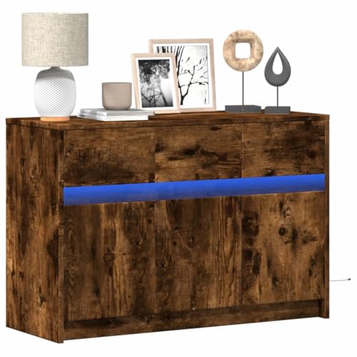 Qnhdfrt TV-Schrank mit RGB LED-Beleuchtung Räuchereiche 91x34x61 cm Holzwerkstoff Lowboard für Wohnzimmer Modernes Design Stauraum und USB-Anschluss Qnhdfrt TV-Schrank mit RGB LED-Beleuchtung Räuchereiche 91x34x61 cm Holzwerkstoff Lowboard für Wohnzimmer Modernes Design Stauraum und USB-Anschluss von Qnhdfrt
