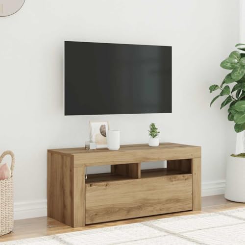 Qnhdfrt TV-Schrank mit RGB-LED-Leuchten Artisan-Eiche 90x35x40 cm Sideboard für Wohnzimmer mit Stauraum und Modernem Design – Robustes Holzwerkstoff Material Qnhdfrt TV-Schrank mit RGB-LED-Leuchten Artisan-Eiche 90x35x40 cm Sideboard für Wohnzimmer mit Stauraum und Modernem Design – Robustes Holzwerkstoff Material von Qnhdfrt