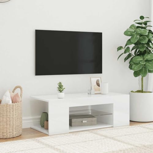 Qnhdfrt TV-Schrank mit RGB-LED Lowboard Hochglanz-Weiß 90x39x30 cm Praktischer Fernsehtisch für Wohnzimmer von Qnhdfrt
