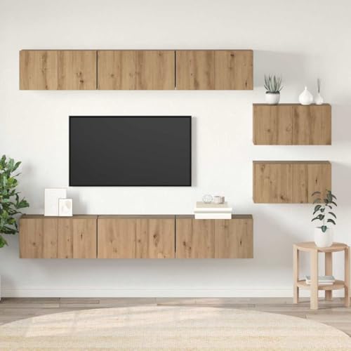 Qnhdfrt TV-Schrank modernes Design Eiche handwerklich 60 x 30 x 30.5 cm platzsparend wandmontiert mit Scharniertüren für Wohnzimmer von Qnhdfrt
