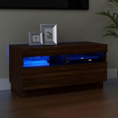 Qnhdfrt TV Sideboard mit RGB-LED Beleuchtung Braun Eichen-Optik Lowboard TV-Schrank 80x35x40 cm Viel Stauraum Modernes Design für Wohnzimmer Qnhdfrt TV Sideboard mit RGB-LED Beleuchtung Braun Eichen-Optik Lowboard TV-Schrank 80x35x40 cm Viel Stauraum Modernes Design für Wohnzimmer von Qnhdfrt