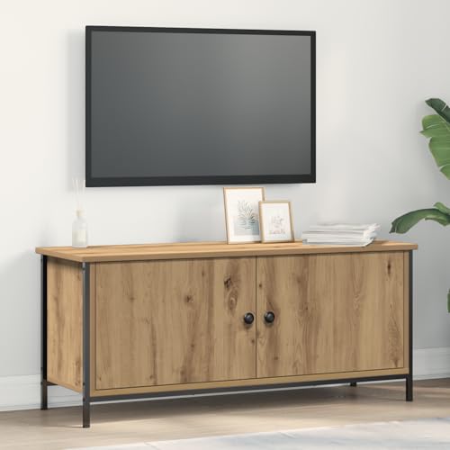 Qnhdfrt TV Stand Lowboard in Artisan Eiche Beige - Rechteckiger Fernsehtisch aus Holzwerkstoff mit Matt Oberfläche für Wohnzimmer, 102x35x45cm Abmessungen Qnhdfrt TV Stand Lowboard in Artisan Eiche Beige - Rechteckiger Fernsehtisch aus Holzwerkstoff mit Matt Oberfläche für Wohnzimmer, 102x35x45cm Abmessungen von Qnhdfrt