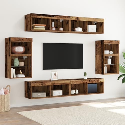 Qnhdfrt TV Wandregal Set 2 Stück Rustikales Holzdesign 40x28.5x40 cm Braun mit LED-Beleuchtung für Wohnzimmer Qnhdfrt TV Wandregal Set 2 Stück Rustikales Holzdesign 40x28.5x40 cm Braun mit LED-Beleuchtung für Wohnzimmer von Qnhdfrt