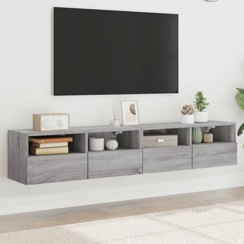 Qnhdfrt TV-Wandschrank 2 STK. Grau Sonoma 80x30x30 cm aus Holzwerkstoff - Moderner Stauraum für Wohnzimmer mit Wandmontage Qnhdfrt TV-Wandschrank 2 STK. Grau Sonoma 80x30x30 cm aus Holzwerkstoff - Moderner Stauraum für Wohnzimmer mit Wandmontage von Qnhdfrt