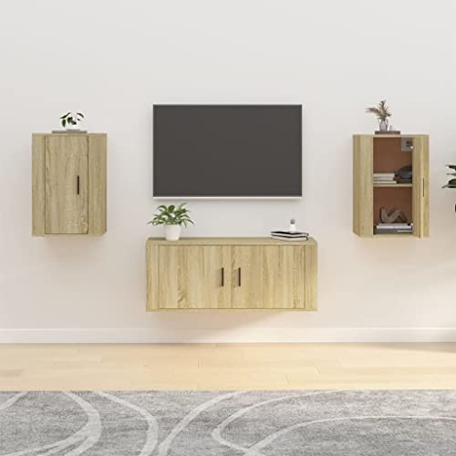 Qnhdfrt TV Wandschrank 2 Stück Sonoma-Eiche 40x34,5x60 cm Hängend Elegantes Design für Wohnzimmer und Schlafzimmer von Qnhdfrt