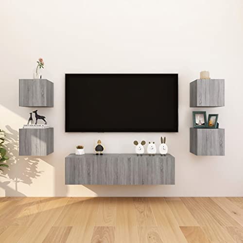 Qnhdfrt TV Wandschrank 8 Stück Grau Sonoma 30,5x30x30 cm Wandmontage mit 4 Fächern Elegantes Design für Wohnzimmer Dekoration und Stauraum Qnhdfrt TV Wandschrank 8 Stück Grau Sonoma 30,5x30x30 cm Wandmontage mit 4 Fächern Elegantes Design für Wohnzimmer Dekoration und Stauraum von Qnhdfrt