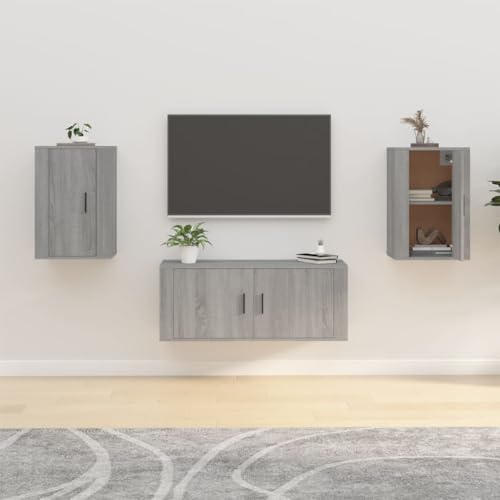 Qnhdfrt TV Wandschrank Grau Sonoma 40x34,5x60 cm 2 Stück Elegantes Design Platzsparend für Wohnzimmer und Schlafzimmer von Qnhdfrt