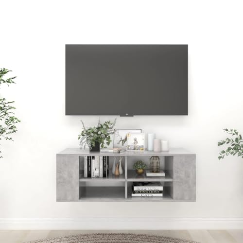 Qnhdfrt TV Wandschrank Hängend Betongrau aus Holzwerkstoff 102x35x35 cm mit Verstellbaren Regalen und Seitenschränken für Wohnzimmer Fernseher Aufbewahrung Qnhdfrt TV Wandschrank Hängend Betongrau aus Holzwerkstoff 102x35x35 cm mit Verstellbaren Regalen und Seitenschränken für Wohnzimmer Fernseher Aufbewahrung von Qnhdfrt