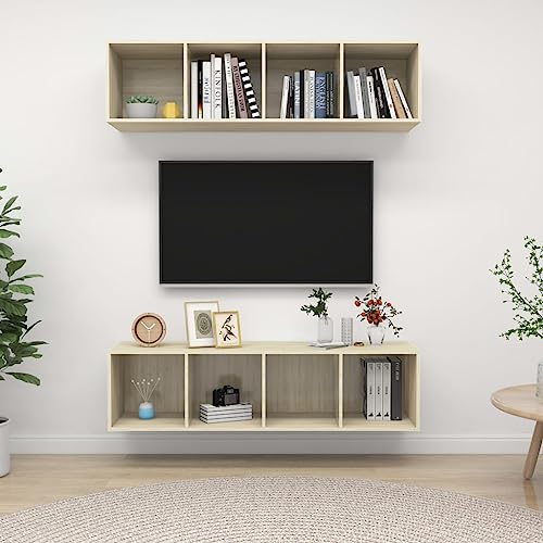 Qnhdfrt TV Wandschrank Set 2 Stück Sonoma-Eiche Holzwerkstoff 37x37x142.5 cm mit Stauraum Wandhängend für Wohnzimmer TV Board Sideboard Lowboard Qnhdfrt TV Wandschrank Set 2 Stück Sonoma-Eiche Holzwerkstoff 37x37x142.5 cm mit Stauraum Wandhängend für Wohnzimmer TV Board Sideboard Lowboard von Qnhdfrt
