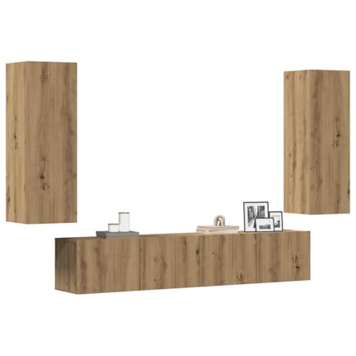 Qnhdfrt TV Wandschrank Set 4 Stück Artisan-Eiche Holzwerkstoff Modern Wandmontiert Schlankes Design Robust für Wohnzimmer Fernseher und Stauraum Qnhdfrt TV Wandschrank Set 4 Stück Artisan-Eiche Holzwerkstoff Modern Wandmontiert Schlankes Design Robust für Wohnzimmer Fernseher und Stauraum von Qnhdfrt