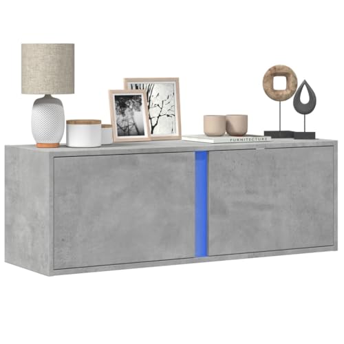 Qnhdfrt TV Wandschrank Wandmontiert mit LED Beleuchtung Betongrau 100x31x35 cm Holzwerkstoff Fernsehschrank Möbel fürs Wohnzimmer Qnhdfrt TV Wandschrank Wandmontiert mit LED Beleuchtung Betongrau 100x31x35 cm Holzwerkstoff Fernsehschrank Möbel fürs Wohnzimmer von Qnhdfrt