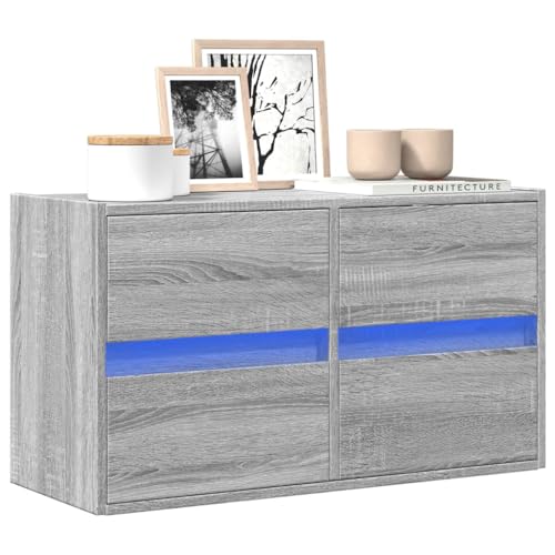 Qnhdfrt TV Wandschrank mit LED-Beleuchtung Grau Sonoma 80x31x45 cm - Fernsehschrank mit 4 Schubladen für Wohnzimmer Wandmontage aus Holzwerkstoff Qnhdfrt TV Wandschrank mit LED-Beleuchtung Grau Sonoma 80x31x45 cm - Fernsehschrank mit 4 Schubladen für Wohnzimmer Wandmontage aus Holzwerkstoff von Qnhdfrt