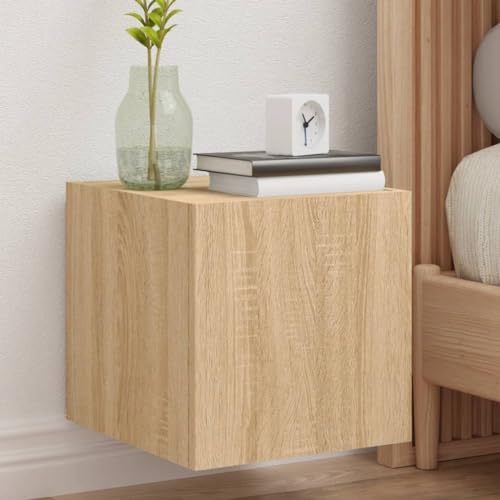 Qnhdfrt TV Wandschrank mit RGB LED Beleuchtung 2 Stück in Sonoma-Eiche aus Holzwerkstoff 30,5x35x30cm für Wohnzimmer Wandmontage als TV-Konsole oder Nachttisch Qnhdfrt TV Wandschrank mit RGB LED Beleuchtung 2 Stück in Sonoma-Eiche aus Holzwerkstoff 30,5x35x30cm für Wohnzimmer Wandmontage als TV-Konsole oder Nachttisch von Qnhdfrt
