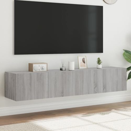 Qnhdfrt TV-Wandschrank mit RGB LED Beleuchtung Grau Sonoma 80x35x31 cm 2 Stück Moderner Stauraum Schwebeschrank für Wohnzimmer Qnhdfrt TV-Wandschrank mit RGB LED Beleuchtung Grau Sonoma 80x35x31 cm 2 Stück Moderner Stauraum Schwebeschrank für Wohnzimmer von Qnhdfrt