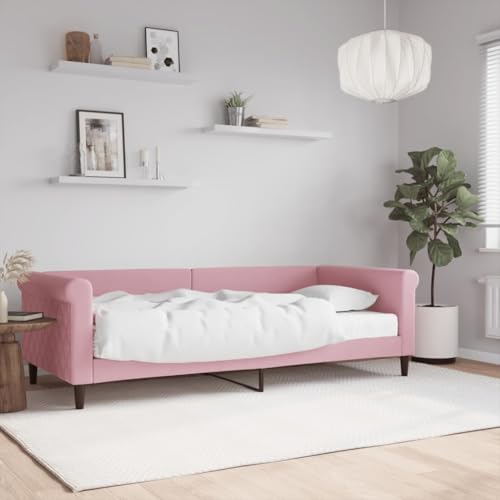 Qnhdfrt Tagesbett 90x200 Rosa Samt, 2-in-1 Daybed mit 17 cm Schaumstoffmatratze, Massivholz Metall Rahmen, Modernes Gästebett für Wohn- und Schlafzimmer Qnhdfrt Tagesbett 90x200 Rosa Samt, 2-in-1 Daybed mit 17 cm Schaumstoffmatratze, Massivholz Metall Rahmen, Modernes Gästebett für Wohn- und Schlafzimmer von Qnhdfrt