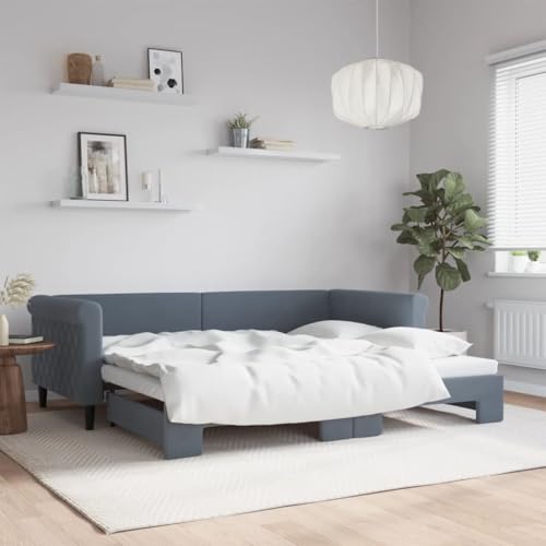 Qnhdfrt Tagesbett Ausziehbar 2 in 1 als Sofa und Doppelbett Dunkelgrau Modernes Design mit Samtbezug 90x200 cm Robustes Metall und Massivholz Gestell für Wohnzimmer Schlafzimmer und Gästezimmer Qnhdfrt Tagesbett Ausziehbar 2 in 1 als Sofa und Doppelbett Dunkelgrau Modernes Design mit Samtbezug 90x200 cm Robustes Metall und Massivholz Gestell für Wohnzimmer Schlafzimmer und Gästezimmer von Qnhdfrt