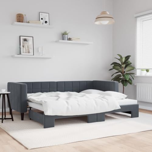 Qnhdfrt Tagesbett Ausziehbar 2 in 1 als Sofa und Doppelbett Dunkelgrau Samtbezug Modernes Design mit Stabilen Holz Metall Rahmen 80x200 cm für Wohnzimmer Schlafzimmer Qnhdfrt Tagesbett Ausziehbar 2 in 1 als Sofa und Doppelbett Dunkelgrau Samtbezug Modernes Design mit Stabilen Holz Metall Rahmen 80x200 cm für Wohnzimmer Schlafzimmer von Qnhdfrt