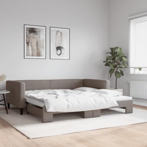 Qnhdfrt Tagesbett Ausziehbar 2 in 1 als Sofa und Doppelbett mit Robustem Holz Metall Rahmen 100x200 cm Taupe für Wohnzimmer und Gästezimmer Qnhdfrt Tagesbett Ausziehbar 2 in 1 als Sofa und Doppelbett mit Robustem Holz Metall Rahmen 100x200 cm Taupe für Wohnzimmer und Gästezimmer von Qnhdfrt