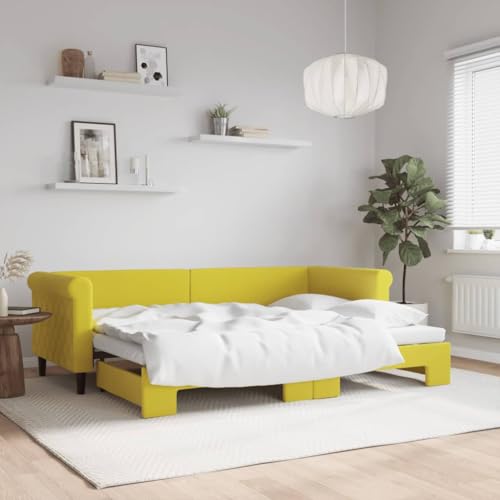Qnhdfrt Tagesbett Ausziehbar 229 cm Modernes Schlafsofa als 2 in 1 Bett und Couch mit Samtbezug Massivholz Metallrahmen Gelb 80x200 cm für Wohnzimmer Schlafzimmer Qnhdfrt Tagesbett Ausziehbar 229 cm Modernes Schlafsofa als 2 in 1 Bett und Couch mit Samtbezug Massivholz Metallrahmen Gelb 80x200 cm für Wohnzimmer Schlafzimmer von Qnhdfrt